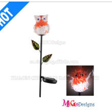 New Arrival Metal and Glass Owl Solar Light Stake